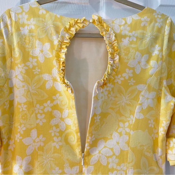 Lilly Pulitzer Linen Yellow Floral Ruffle Dress 6 - Picture 8 of 13